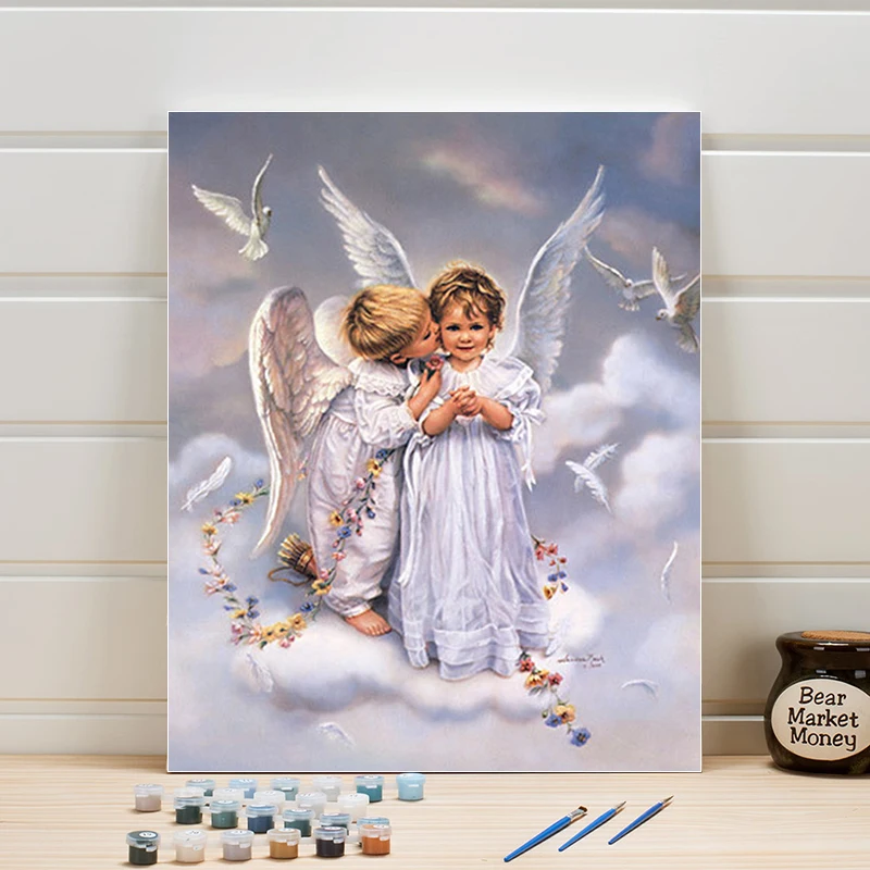 

Angel Canvas Painting By Numbers 40x50cm Kids Acrylics Paint Number Art Walls Pictures For Bedroom Decoration Coloring One Piece