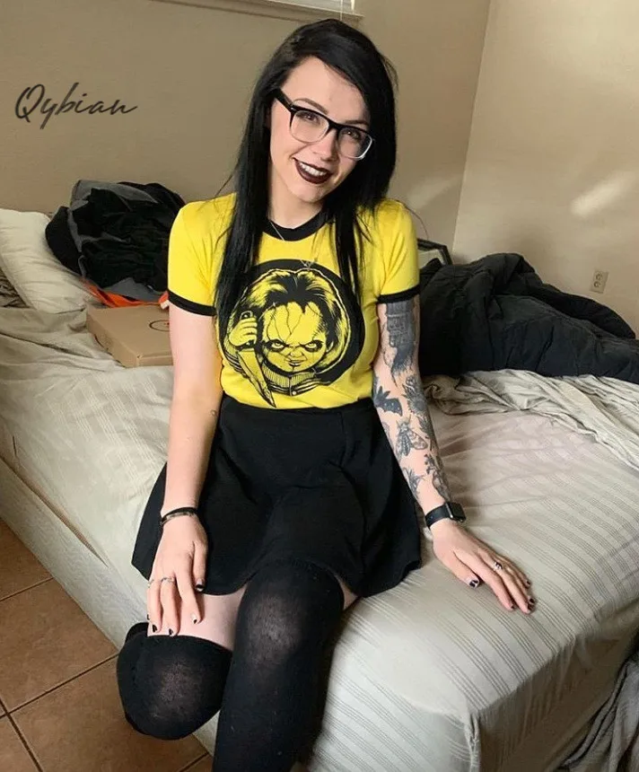 Женский милый укороченный топ, футболка в стиле хип-хоп с мультяшным принтом, повседневные футболки с круглым вырезом, женские модные желтые милые уличные топы, Camisetas