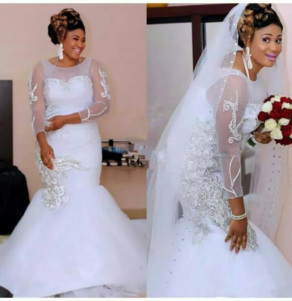 glamorous-mermaid-sheer-wedding-dresses-tulles-2016-long-sleeves-sequins-beaded-sheer-jewel-neck-court-train-garden-bridal-gowns-plus-size_