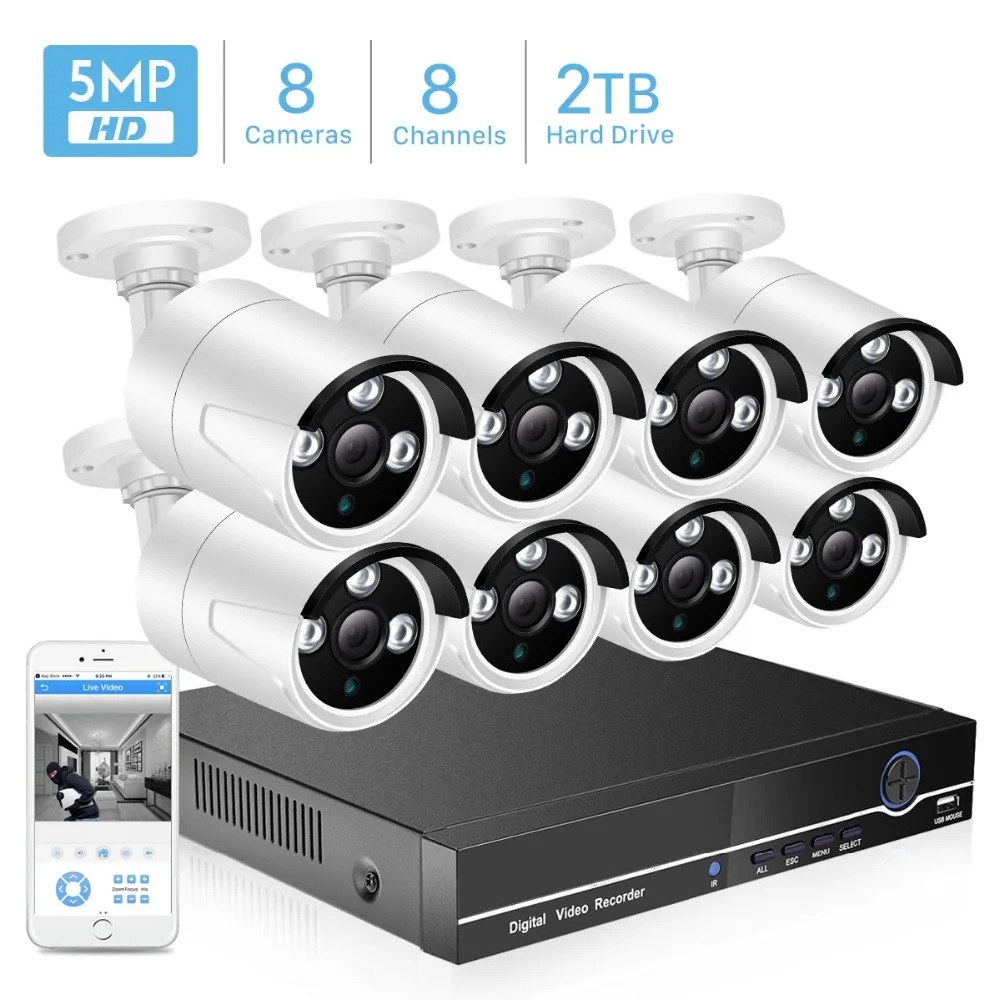 

BESDER 8CH 4MP POE Security Camera System Kit H.265 POE IP Camera IR Outdoor Waterproof Home CCTV Video Surveillance NVR Kit P2P
