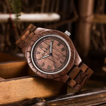 

GIMSR Mens Quartz Analog Wood Watch Luxury Fashion Casual Wristwatch Nature Wooden Watches Male Watches Clock Relogio Masculino