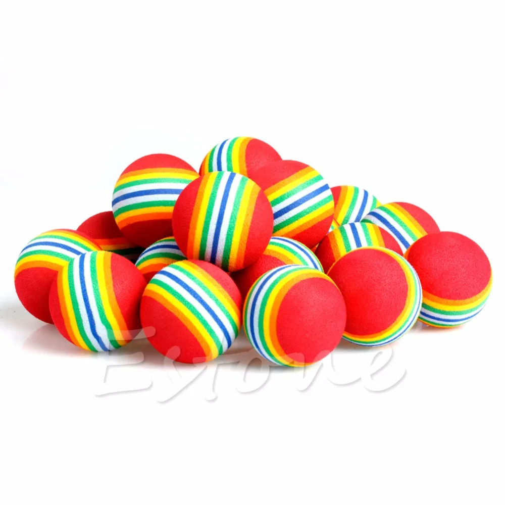 20 Pcs Rainbow Stripe FOAM Sponge Golf Balls Swing Practice Training