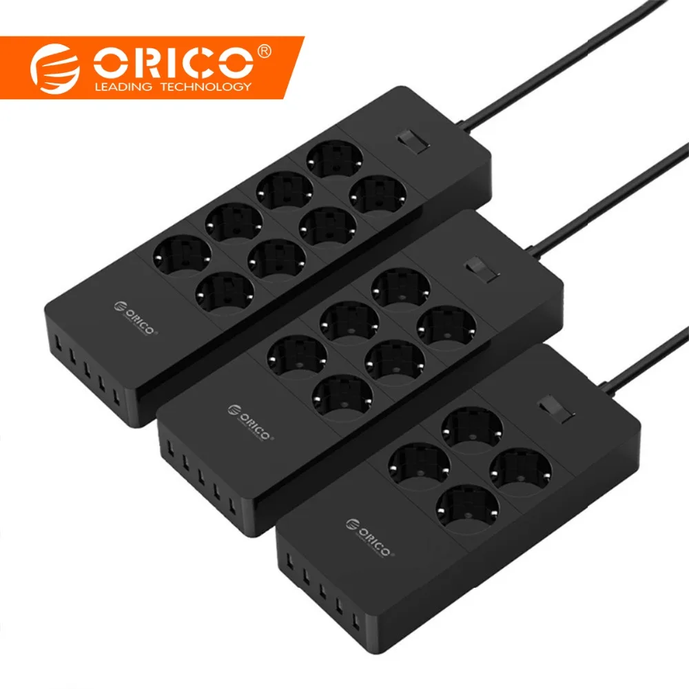 Pаспродажа ORICO электрическая розетка ЕС Plug удлинитель стабилизатор напряжения ЕС мощность полосы с 5x2. 4A USB зарядное устройство порты
