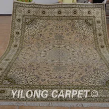 Yilong 8'x10' шерстяные ковры ручной работы бежевые персидские изысканные шерстяные шелковые ковры(1333