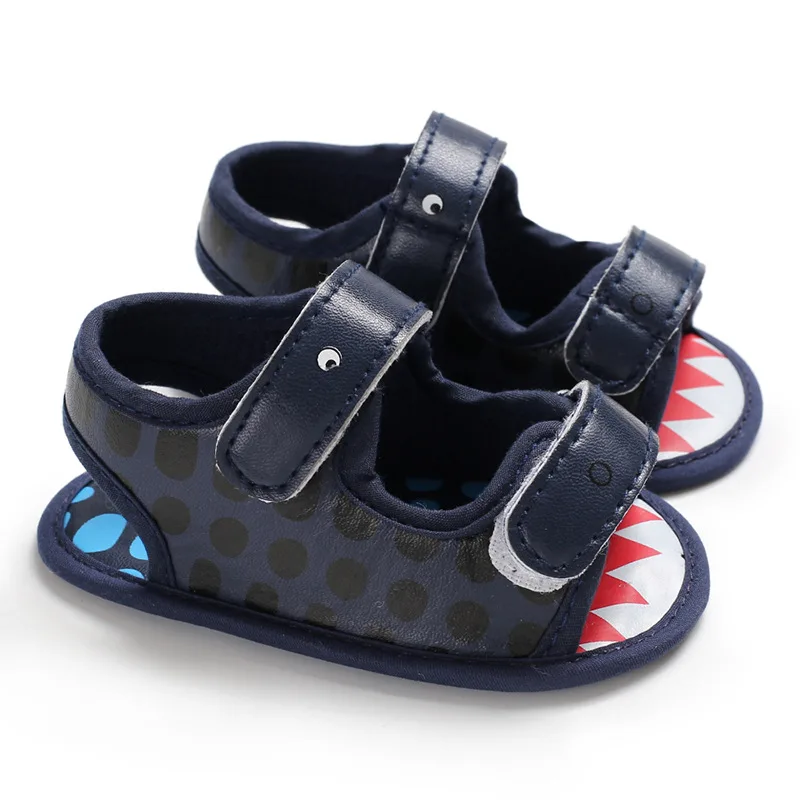 Детские сандалии для новорожденных мальчиков с мягкой подошвой; нескользящая обувь для малышей 0-18 месяцев - Цвет: Тёмно-синий