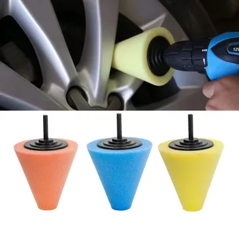 

3" Car Hub Conical Sponge Polishing Pad Car Door Handle Corner Cleaning Polished Cotton Car Beauty Waxing Sponge Polishing Disc