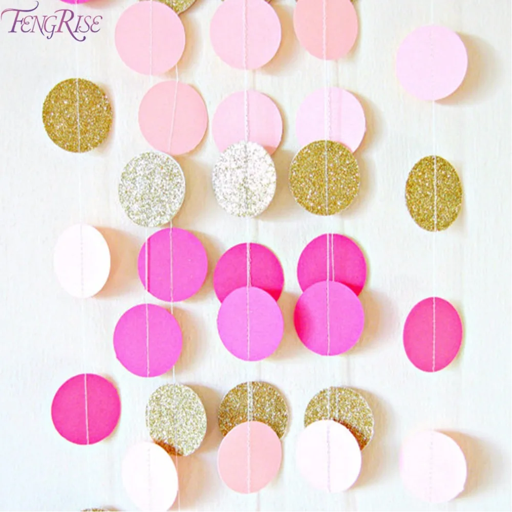 FENGRISE 2M Circle Paper Garland Colorful Wedding Garland Bridal Shower