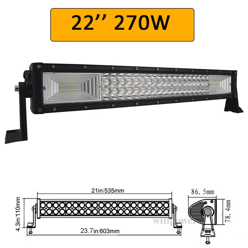 Auxtings 2" 32" 4" 52" дюймовый светодиодный светильник бар рабочий светильник 7D адвокатского сословия СИД 3 ряда 4x4 грузовик ATV, устанавливаемый на крыше автомобиля для бездорожья Led дальнего света светильник бар