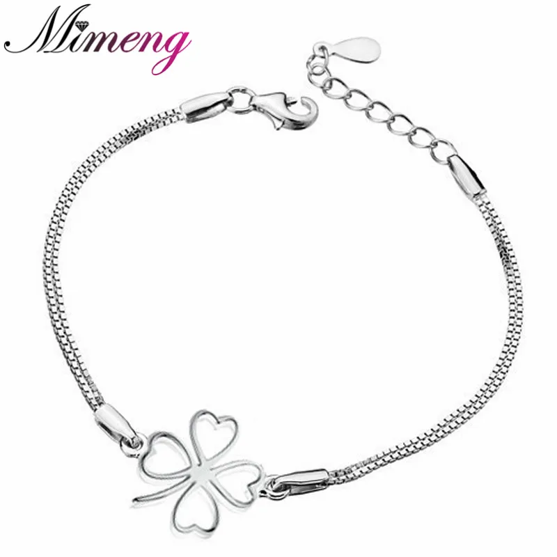 2016 New 100 Sterling Silver 925 Jewelry Lucky grass Bracelet Silver Bracelets Bangles Fine Jewelry Free