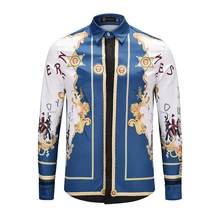 XIMIWUA Новое поступление гавайская рубашка с длинным рукавом мужская Роскошная рубашка Повседневная приталенная Высококачественная Мужская рубашка Camisa Masculina