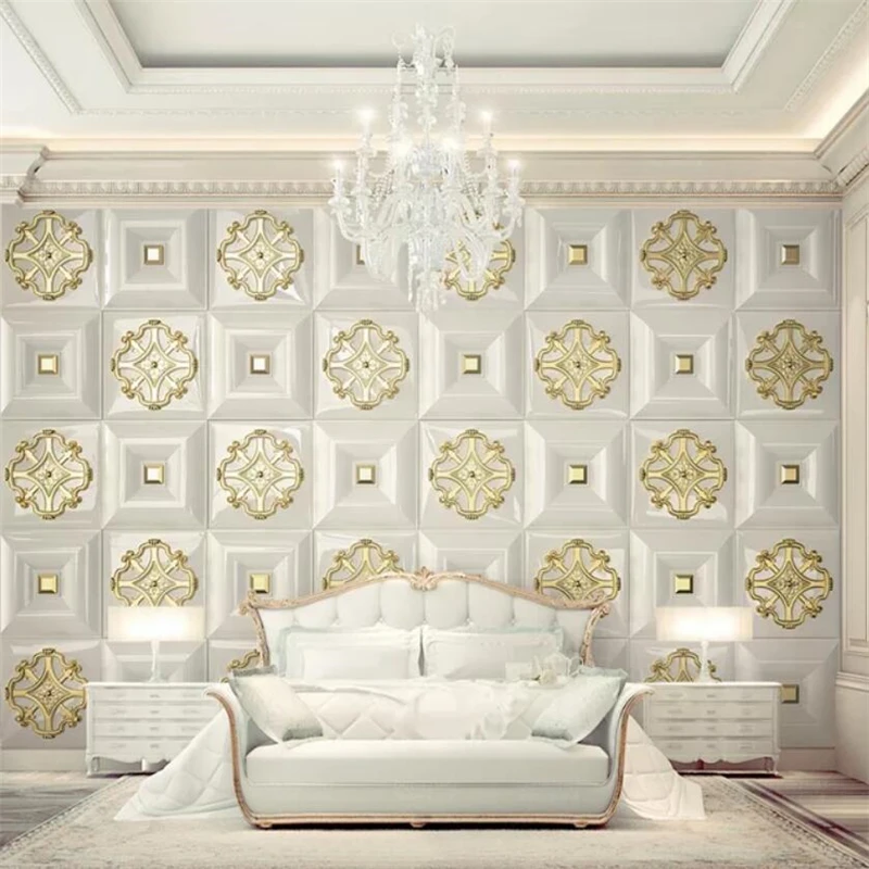 

beibehang Custom wallpaper 3d murals gold embossed lattice luxury simple European soft bag TV background wall papers home decor