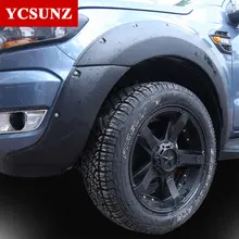 2016-2017 Pocket Rivet Style Fender Flare For Ford Ranger Wildtrak Accessories Black Mudguards For Ford Ranger T7 Part Ycsunz