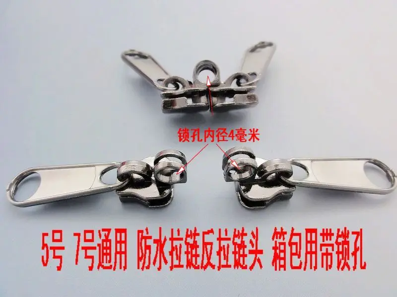5double Pulller Zipper Sliders For Waterproof Keyhole 4pcs/lot Gun Black Fix Repair Zipper Head