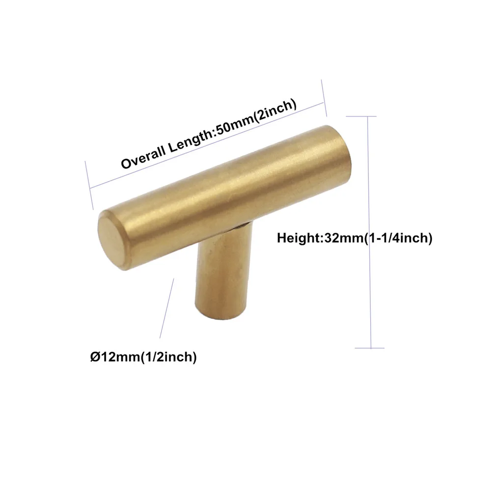 goldenwarm 10 Pack Gold Cabinet Knobs Brushed Brass Drawer Knobs Gold  Dresser Hardware - LS201GD Single Hole Handles for Kitchen Cupboard Doors  Closet Hardware 2in Overall Length 