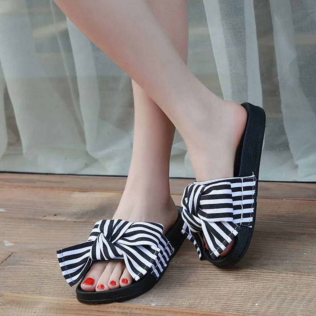 Women Slipper Summer Bow Knot Slipper Fashion Casual Home Slippers Beach Shoes Zapatillas