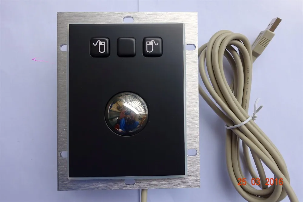 USB& PS2 крепление на панель 38 мм с черным металлическим покрытием трекбол промышленное указывающее устройство с 3 кнопками мыши левая средняя правая функция