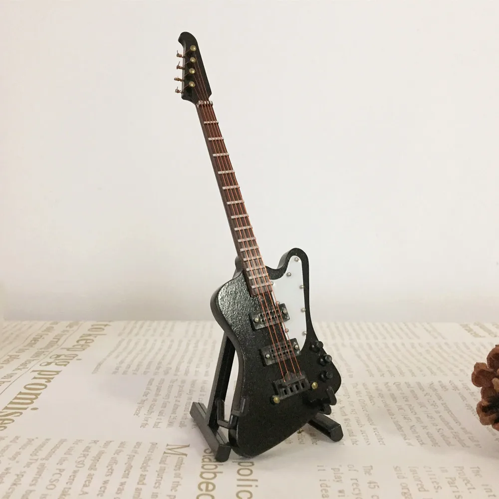 Миниатюрная модель мини-гитары, электрическая бас-гитара, миниатюрная модель деревянного мини-музыкального инструмента, коллекция моделей - Цвет: 18cm