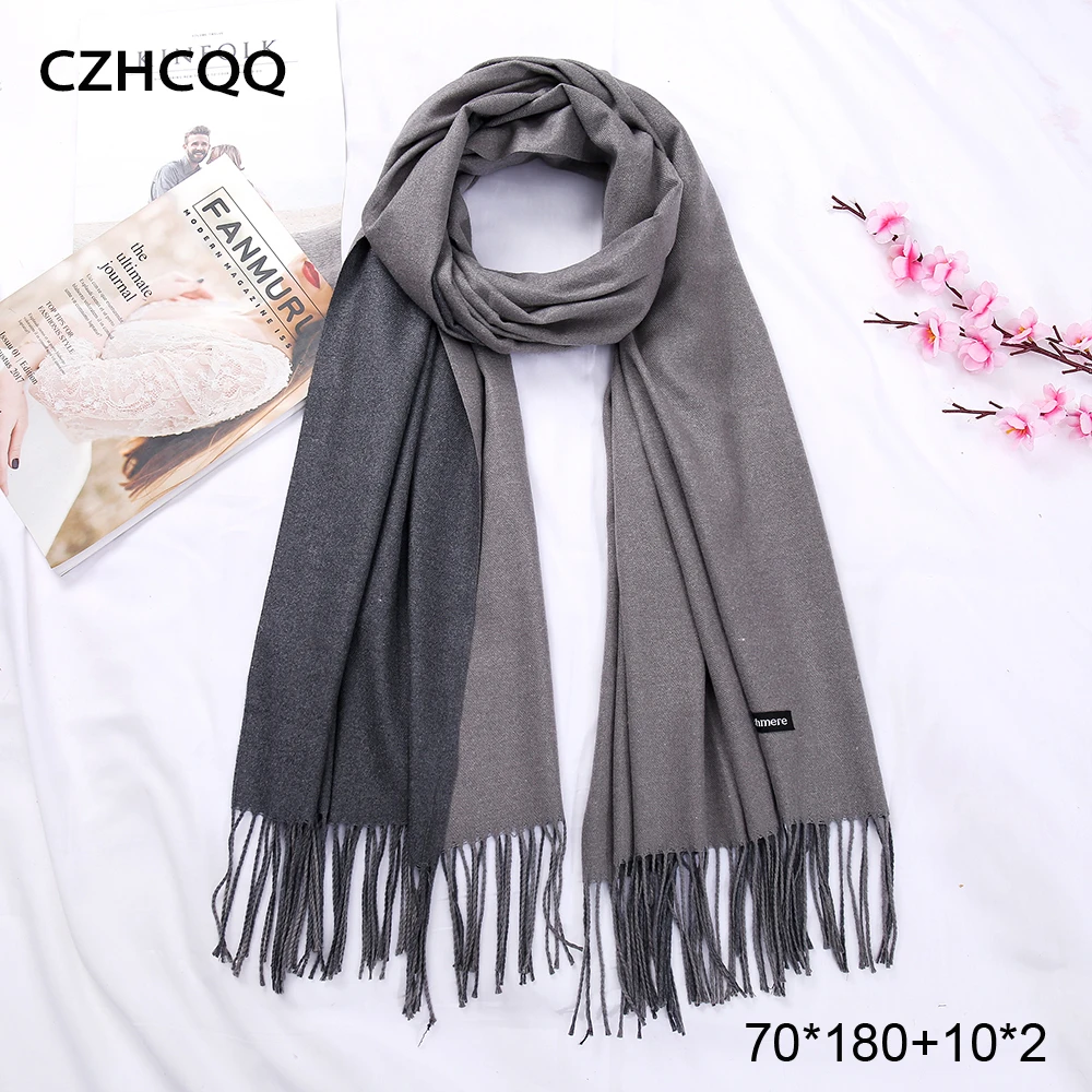 Wholesale Price 6vkJK 2019 New Double Sided Winter Women Cashmere Solid Scarf Pashmina Shawls And Wraps Female Foulard Hijab Wool Stoles Head Scarves
