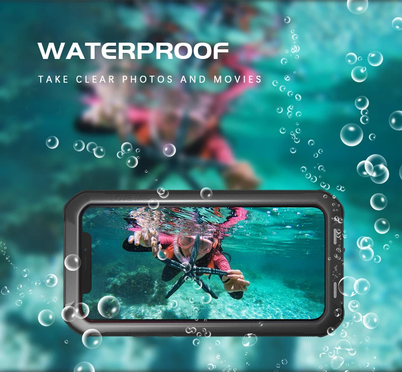 

LOVE MEI IP68 Underwater Waterproof case for iPhone X 5.8inch Water proof Shockproof Cover PC + TPU Case Pouch Diving Shell