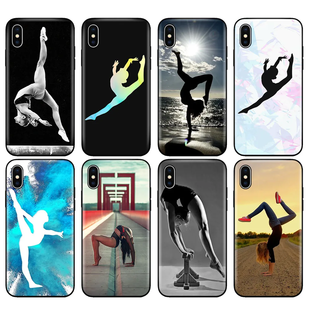 Черный чехол из ТПУ для iphone 5 5s se 6 6s 7 8 plus x 10 силиконовый XR XS 11 pro MAX с гимнастическим