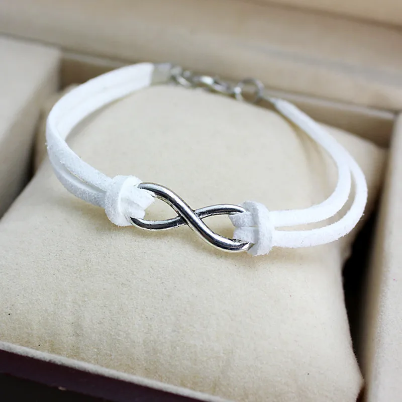 Silver Plated Leather Infinity Bracelet 8 Women Charm Bangle leather bracelet fashion bracelet fashion jewelry