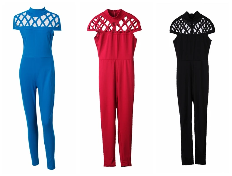 

Women Ladies Clubwear Solid Slim Hollow Playsuit Bodycon Party Jumpsuit&Romper Trousers US