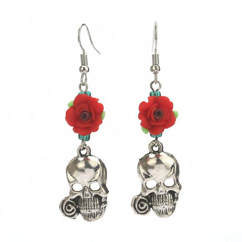 Buy Ethnic Vintage Design 1 Pair Red Rose Drop Earring