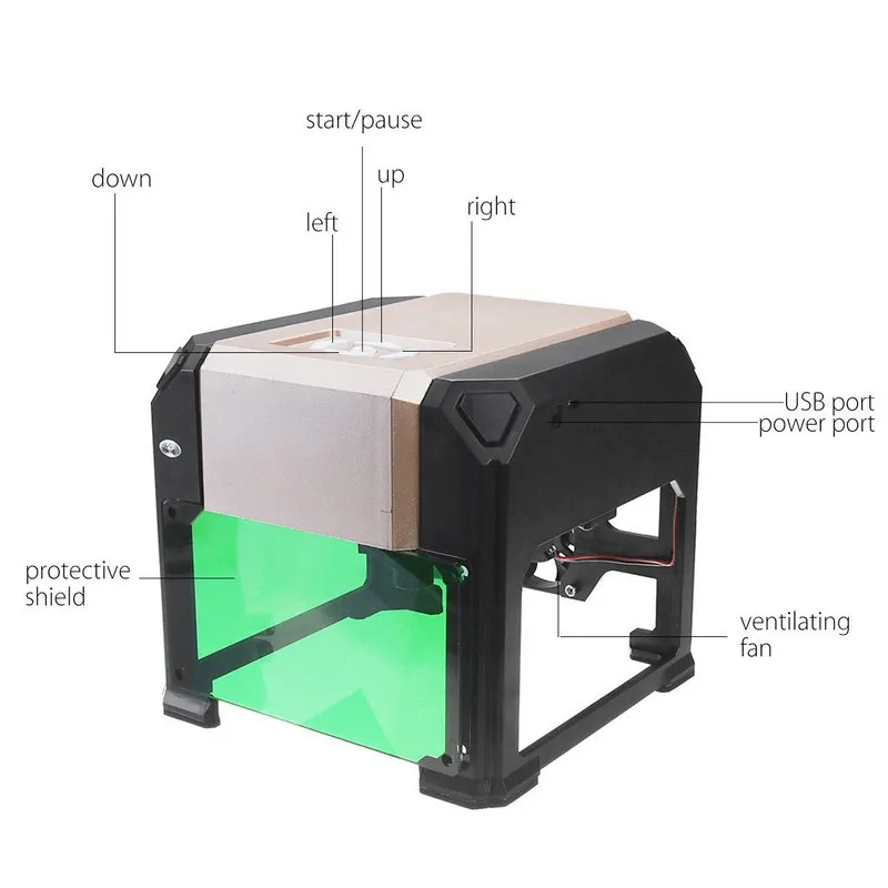 

3000MW Laser Engraving Machine Wood Router Laser Cutter DIY Print Mini Lettering Machine Custom Logo 80*80mm Big Working Area