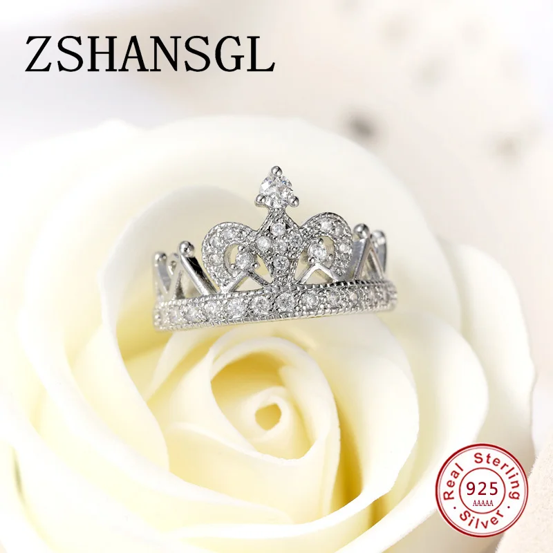 

Exquisite Princess Crown Shaped Ring 925 Sterling Sliver CZ Rings for Women Fashion Ladies'Gifts Aneis De Ouro Zirconia Jewelry
