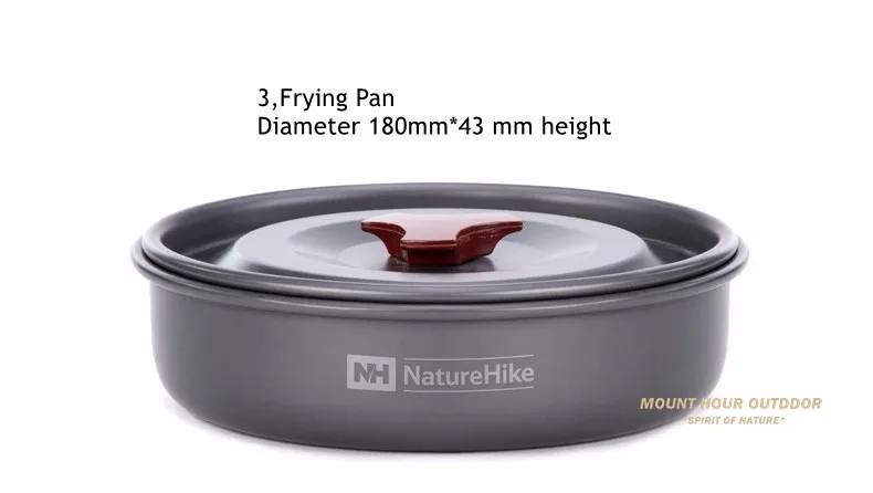 Acampamento ao ar Conjunto de Cozinha Naturehike Livre Panelas Talheres Piquenique Mochila Tigela Pote Pan Caminhadas Fogão Conjunto 2-3 Pessoas 4 Esporte e Lazer