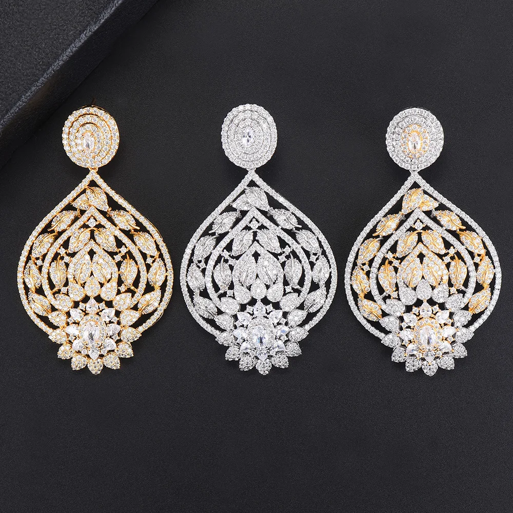 missvikki Big Drop Crystal Wedding Earrings for Women Gold Bridal Pendantes Boucle D'oreille Party Jewelry Wholesale | Украшения и