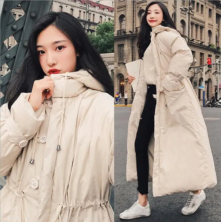 Chaud Doudounes Avec Épaissir Automne Capuche gris Manteaux Long Sustans Vêtements Décontractés Coupe De Coton Lâche Beige Hiver vent noir Longue Femmes W4xwTq4OY