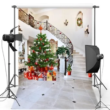 

Staircase Decorations Tree Gift Living Room background Vinyl cloth High quality Computer print party photo backdrop