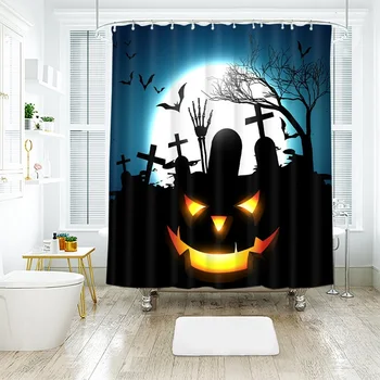 

Pumpkin Head 3D printing Pattern Modern Polyester Waterproof Mildew Shower Home Decoration Curtain Bathroom Curtain