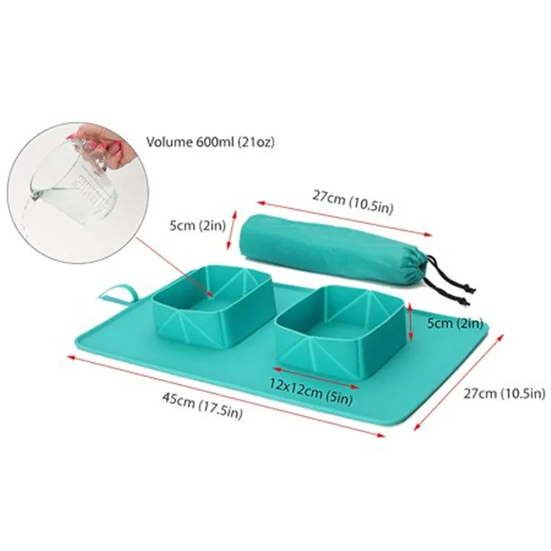Портативная Складная миска для собак Пищевая силиконовая миска с ковриком для домашних животных подача воды пищи портативная миска для путешествий