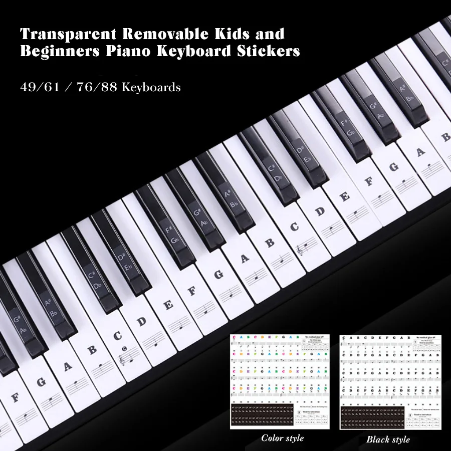Наклейки для пианино для ключей прозрачные съемные наклейки для детей и начинающих фортепиано клавиатура полный набор для 49/61/88 клавиатуры