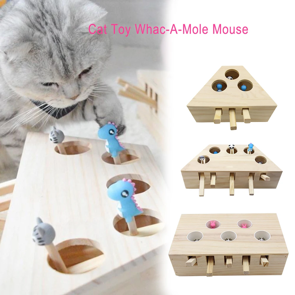 Новая машинка для хомяка, забавная игрушка для кошки из цельного дерева, товары для домашних животных, Whac-A-Mole mouse