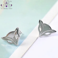 Ювелирных изделий оптом Лот 925 чистого серебра прекрасный огонь лиса серьги-гвоздики с животными для женщин девочек свадебные и обручальные ювелирные изделия