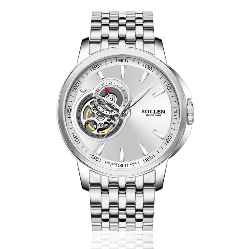 

SOLLEN SL502 watches men luxury brand japan 24 JEWELS NH39A automatic mechanical movement skeleton sapphire Tourbillon