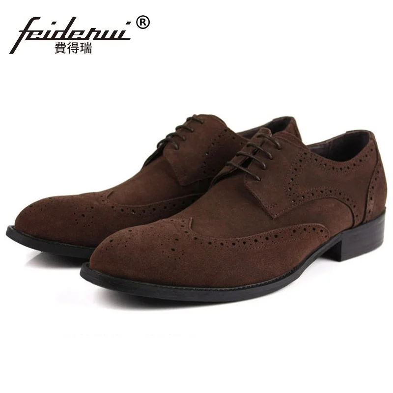Carved Designer Brand Man Formal Wing Tip Dress Shoes Vintage Genuine Leather Suede Brogue Oxfords Round Toe Men's Flats GK58 Carved Designer Brand Man Formal Wing Tip Dress Shoes Vintage Genuine Leather Suede Brogue Oxfords Round Toe Men's Flats GK58