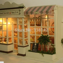 A008 Diy большой кукольный дом Европейский продовольственный магазин miniatura 3D миниатюрный деревянный кукольный домик игрушка модель здания ручной работы