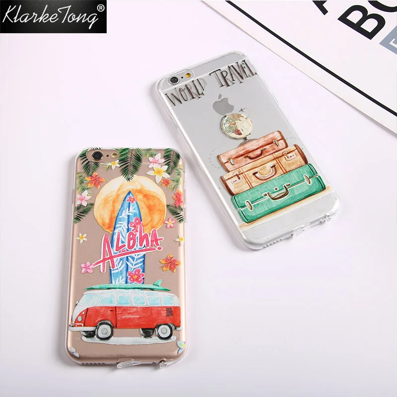 

KlarkeTong Palm Pineapple High Heel Travel Phone Case For iPhone 6 6s 4.7 Inch Transparent Silicone Ultra Thin Protective Cover