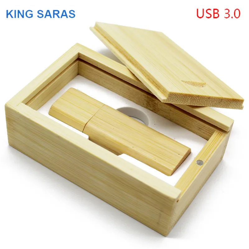 KING SARAS 5 colour Maple carbonized bamboo+box usb flash drive pendrive 4GB 8GB 16GB 32GB maple usb3.0 photography best gift - Цвет: bamboo