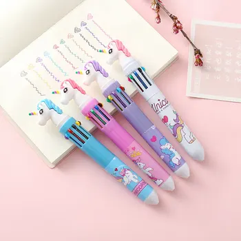 

1X Creative unicorn 10-color ballpoint pen stationery canetas material escolar office school supplies papelaria Stationery