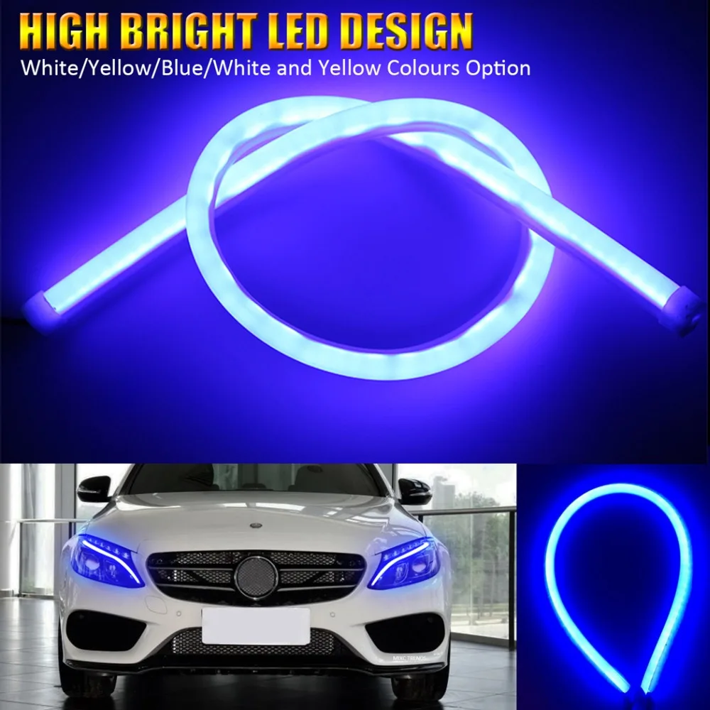 2X Водонепроницаемый светодиодный DRL 30 см x 45 см/60 Гибкая дневные ходовые огни