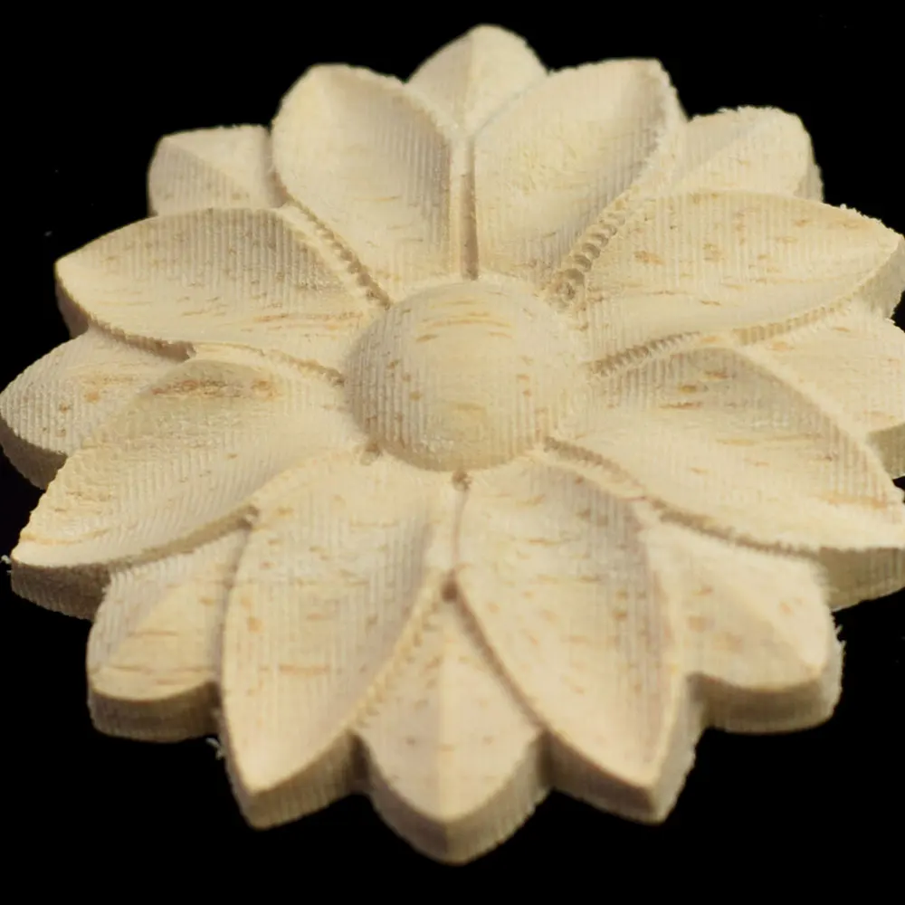 

Wood Appliques for Furniture Wood Carved Round Onlay Applique Unpainted Frame Door Decal Working Carpenter Cabinet