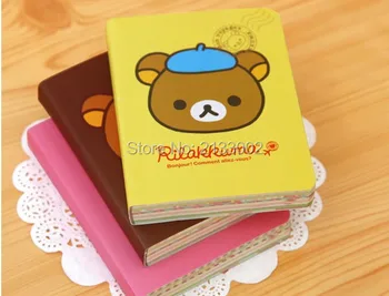 

Cute Cartoon Rilakkuma Printed Cover Color Pages Mini Notebook Diary Notepad Travel Book