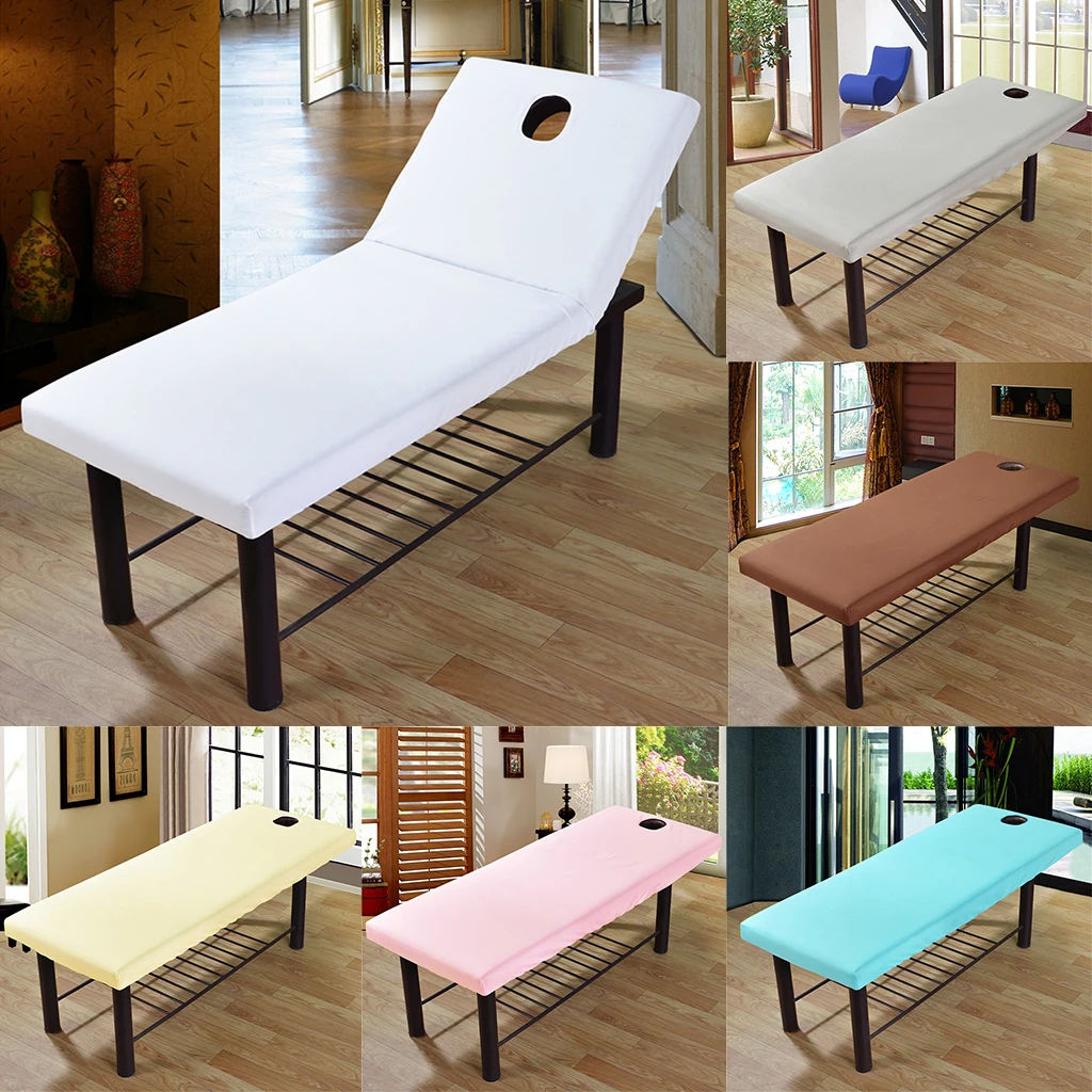 Hypoallergenic Color Optional Massage Bed Table Soft Cover Salon Spa Couch Bed Sheet with Face Hole - For Bed Within 75x31 Inch