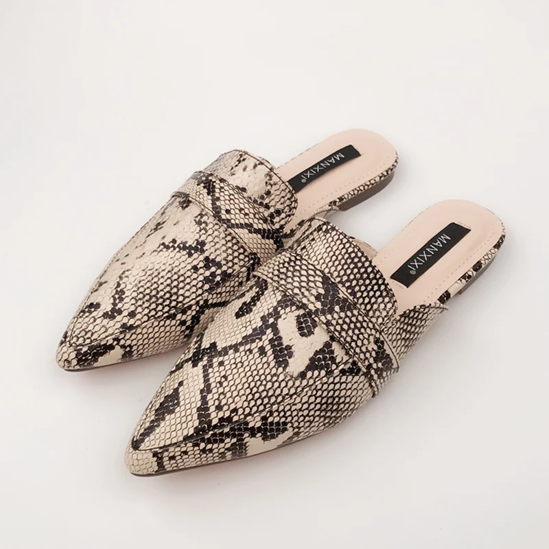 snake print slide sandals