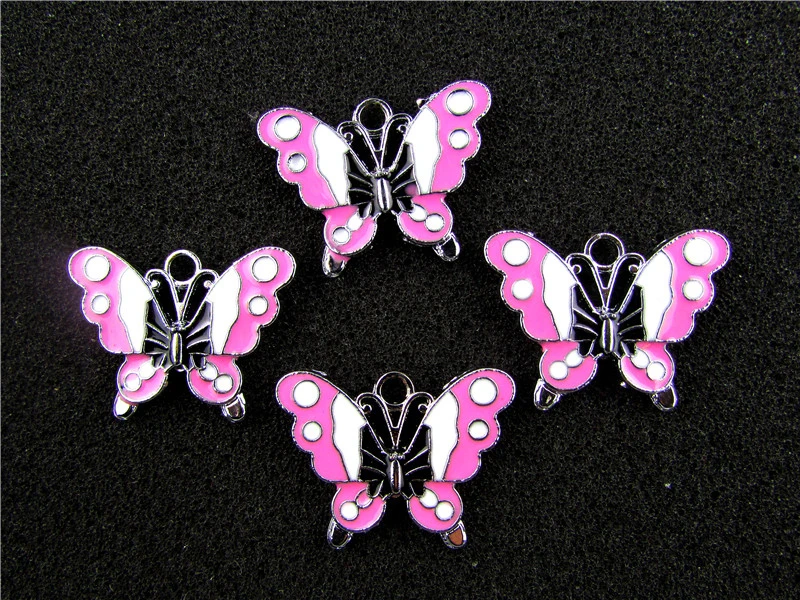 

AE729 Mix Color 100Pcs Alloy Metal Enamel Butterfly Charms Pendant 27x20mm bead